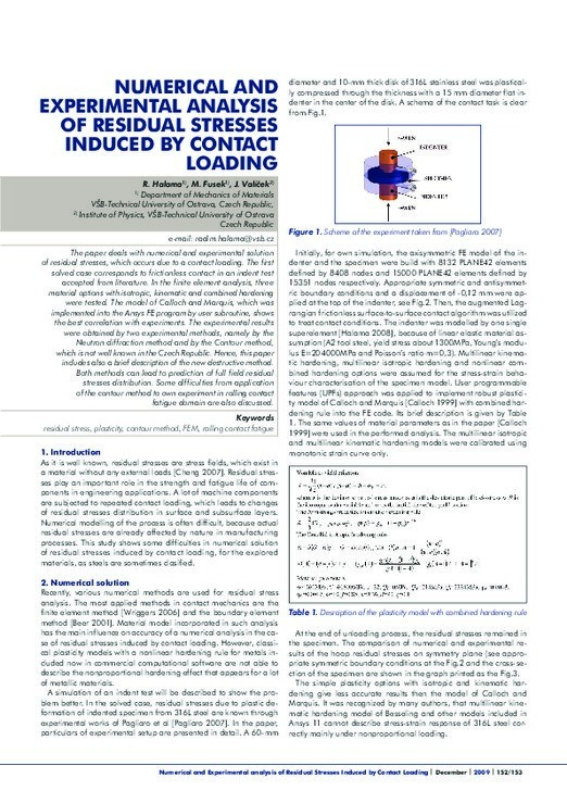 NUMERICAL AND EXPERIMENTAL ANALYSIS OF RESIDUAL STRESSES INDUCED BY ...