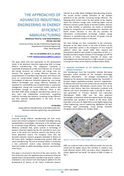 THE APPROACHES OF ADVANCED INDUSTRIAL ENGINEERING IN ENERGY EFFICIENCT ...