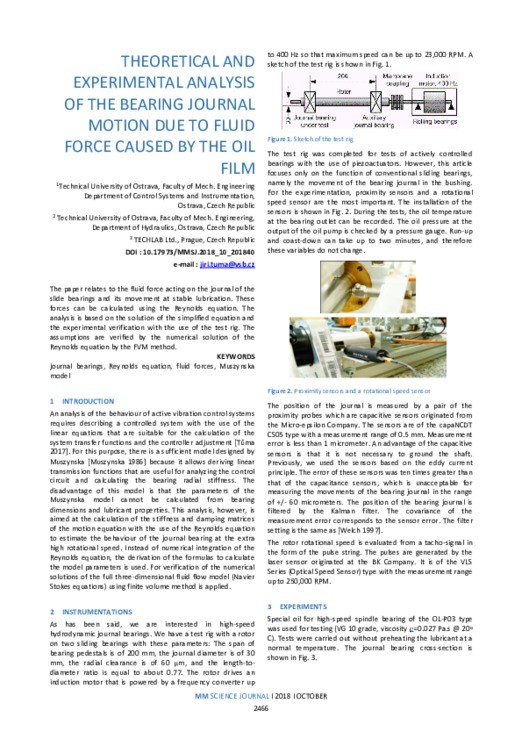 THEORETICAL AND EXPERIMENTAL ANALYSIS OF THE BEARING JOURNAL MOTION DUE