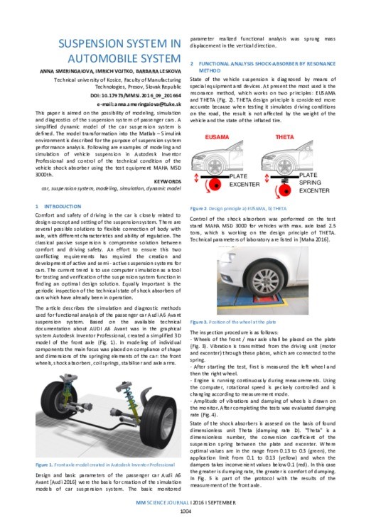 SUSPENSION SYSTEM IN AUTOMOBILE SYSTEM MM Science Journal