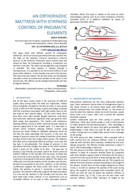 AN ORTHOPAEDIC MATTRESS WITH STIFFNESS CONTROL OF PNEUMATIC ELEMENTS