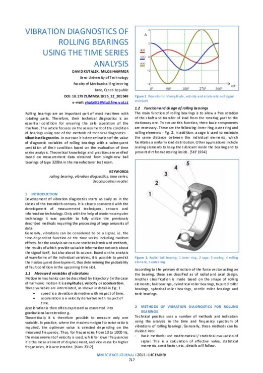 VIBRATION DIAGNOSTICS OF ROLLING BEARINGS USING THE TIME SERIES