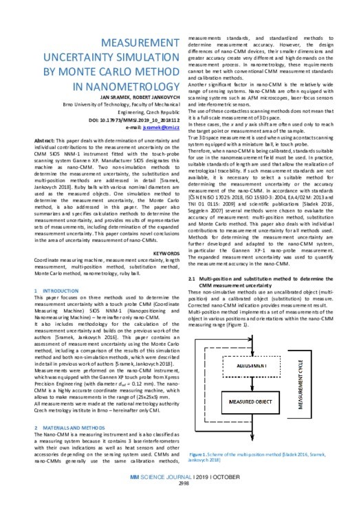 MEASUREMENT UNCERTAINTY SIMULATION BY MONTE CARLO METHOD IN ...