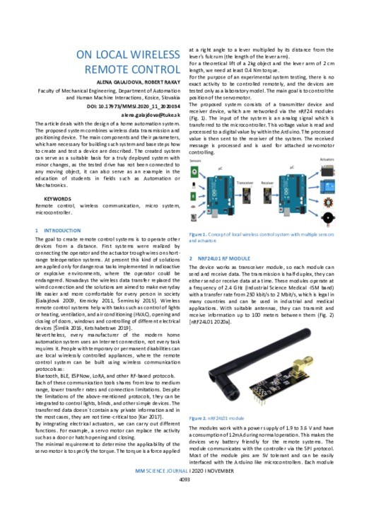 ON LOCAL WIRELESS REMOTE CONTROL | MM Science Journal