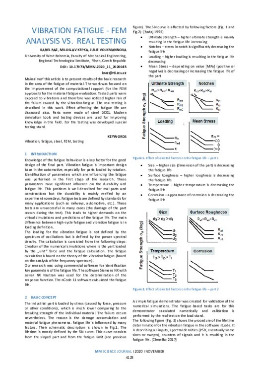 VIBRATION FATIGUE - FEM ANALYSIS VS. REAL TESTING | MM Science Journal