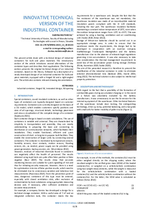 Container Innovator Magazine INNOVATIVE TECHNICAL VERSION OF THE INDUSTRIAL CONTAINER | MM Science ...
