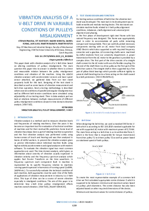 VIBRATION ANALYSIS OF A VBELT DRIVE IN VARIABLE CONDITIONS OF PULLEYS