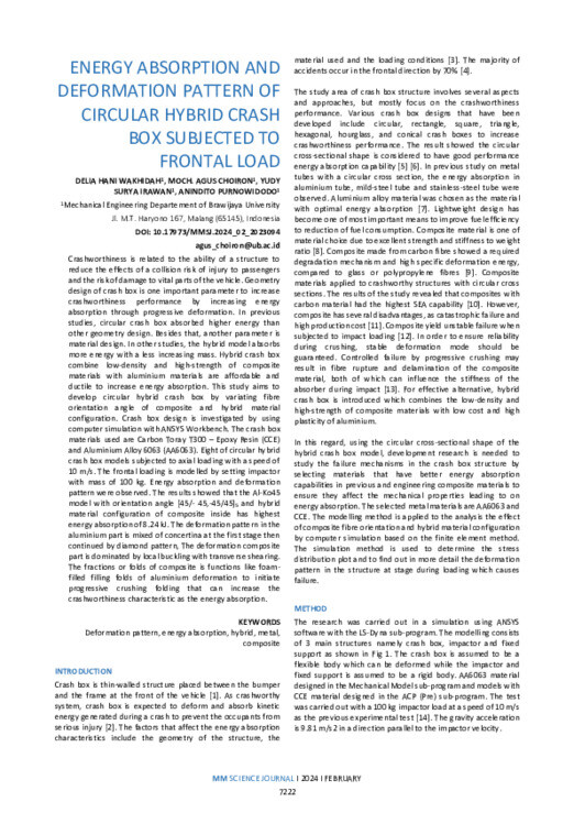 ENERGY ABSORPTION AND DEFORMATION PATTERN OF CIRCULAR HYBRID CRASH BOX