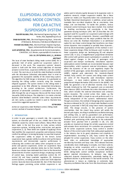 ELLIPSOIDAL DESIGN OF SLIDING MODE CONTROL FOR CAR ACTIVE SUSPENSION ...