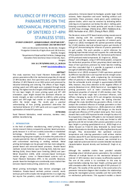 INFLUENCE OF FFF PROCESS PARAMETERS ON THE MECHANICAL PROPERTIES OF ...