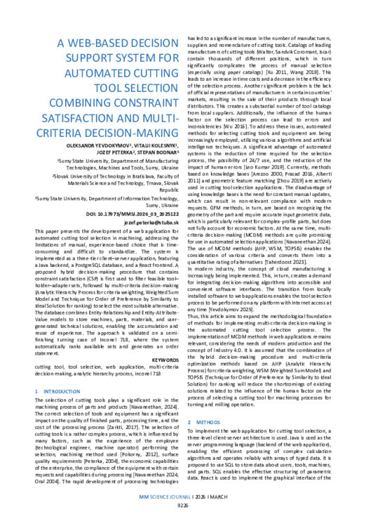 A WEB-BASED DECISION SUPPORT SYSTEM FOR AUTOMATED CUTTING TOOL ...